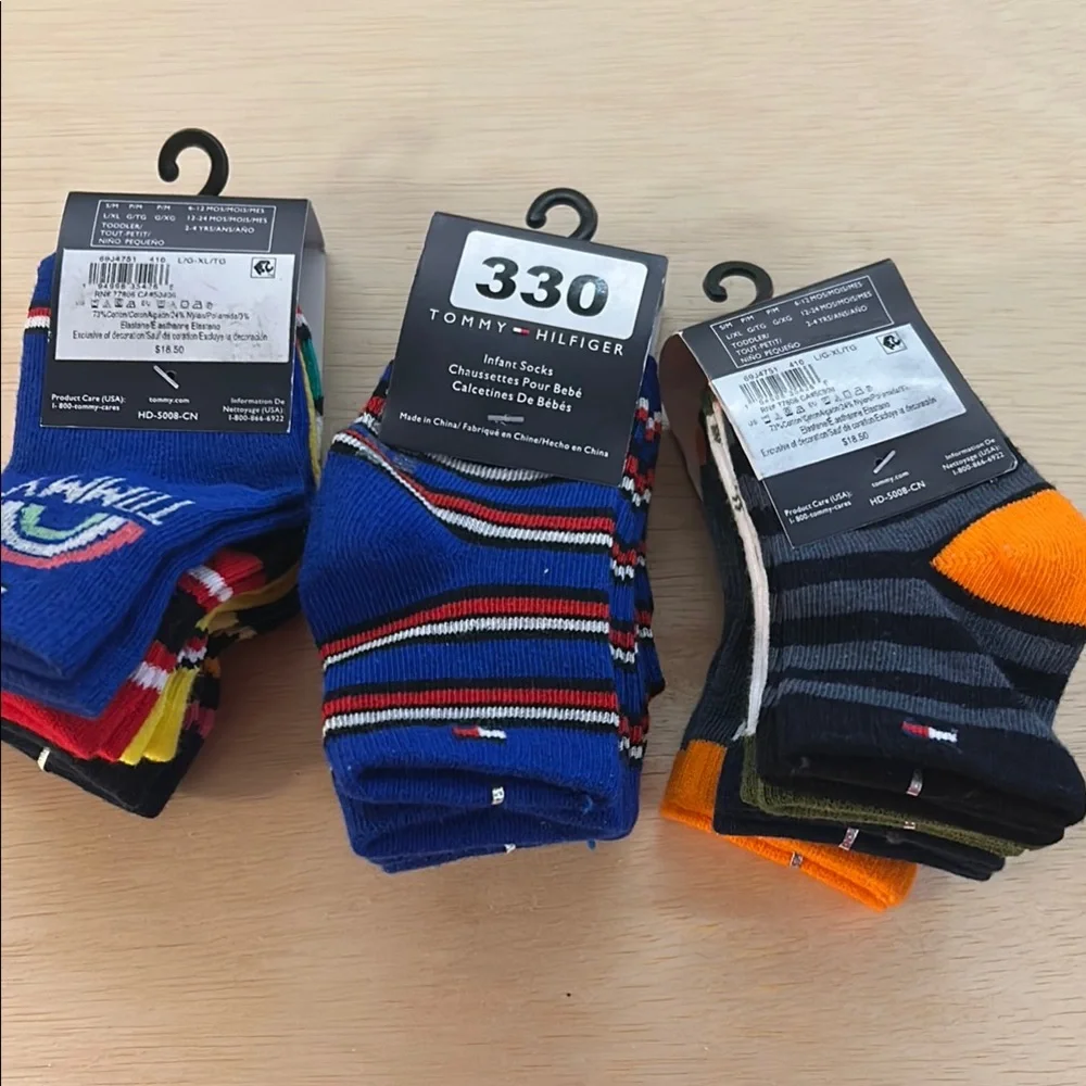 Tommy Hilfiger infant 6-12 Colorful Socks Set 3 packs